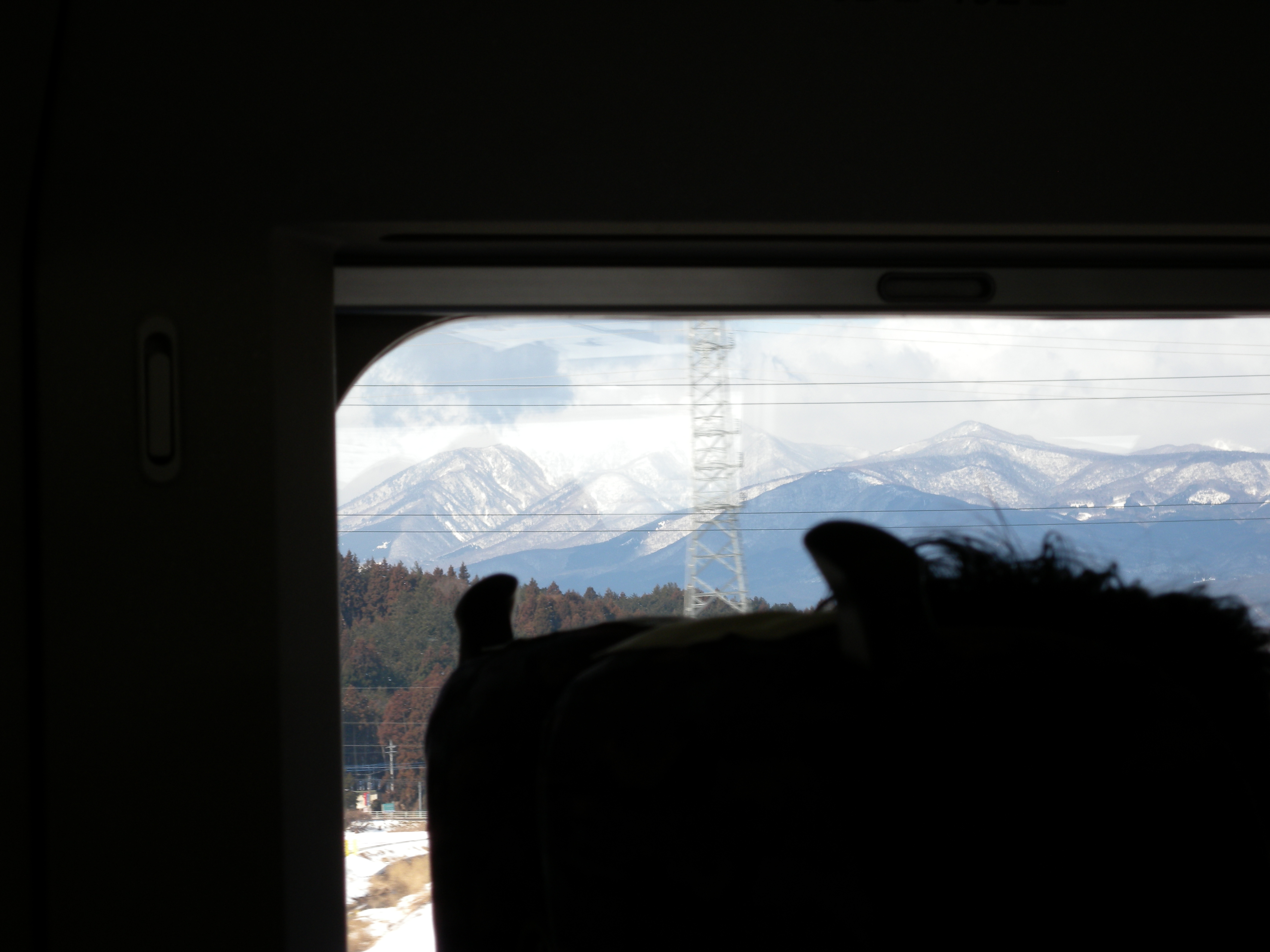 view of mountains from shinkansen